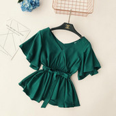 Κομψή γυναικεία μπλούζα με φαρδιά μανίκια και ντεκολτέ σε σχήμα V σε διάφορα χρώματα