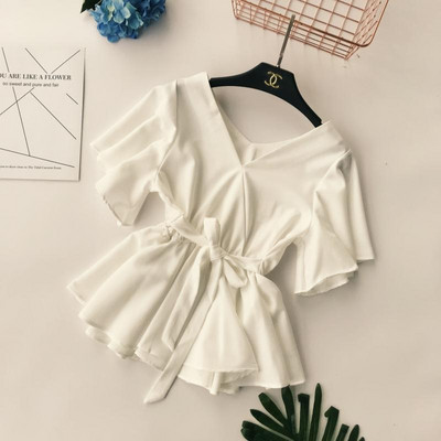 Κομψή γυναικεία μπλούζα με φαρδιά μανίκια και ντεκολτέ σε σχήμα V σε διάφορα χρώματα