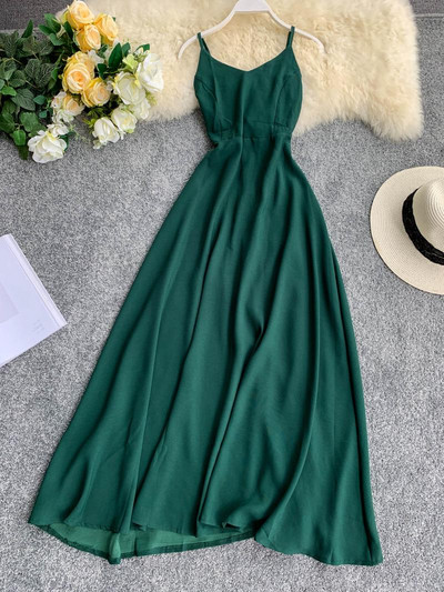 Modern hosszú női ruha sima modell, csupasz háttal több színben