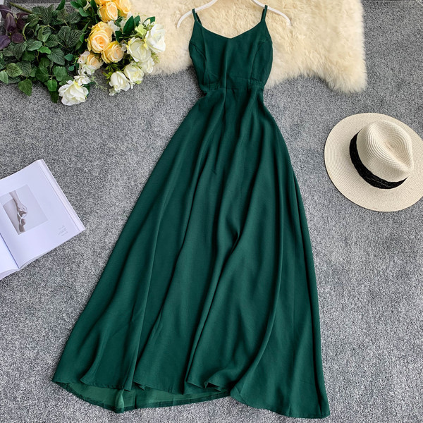 Modern hosszú női ruha sima modell, csupasz háttal több színben