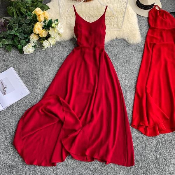 Modern hosszú női ruha sima modell, csupasz háttal több színben