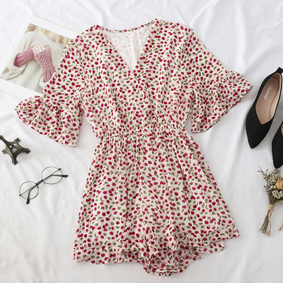 Μοντέρνα γυναικεία σαλοπέτα  με V-neck και κοντό μανίκι σε τέσσερα χρώματα