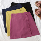 Lezser női szoknya gombokkal, magas derékkal több színben