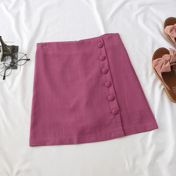 Lezser női szoknya gombokkal, magas derékkal több színben