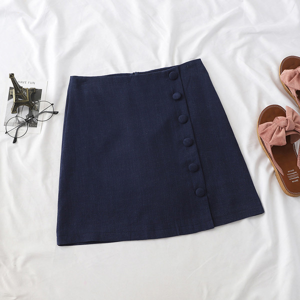 Lezser női szoknya gombokkal, magas derékkal több színben