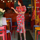 Γυναικείο φόρεμα V-Neck με V-λαιμό και 3/4 μανίκι