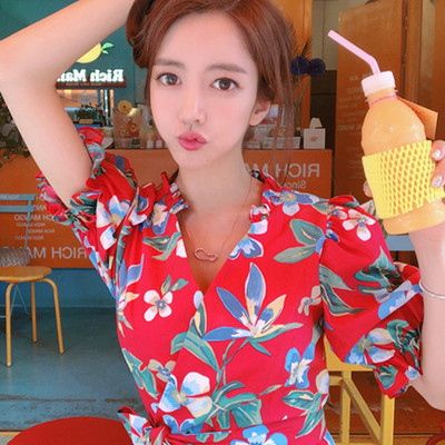 Γυναικείο φόρεμα V-Neck με V-λαιμό και 3/4 μανίκι