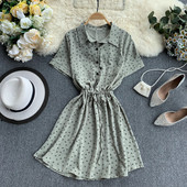 Rochie casual de dama cu maneci scurte si buzunar