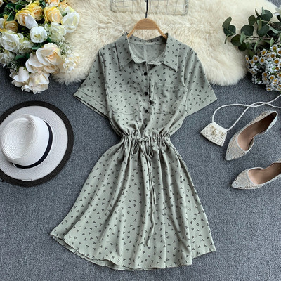 Rochie casual de dama cu maneci scurte si buzunar