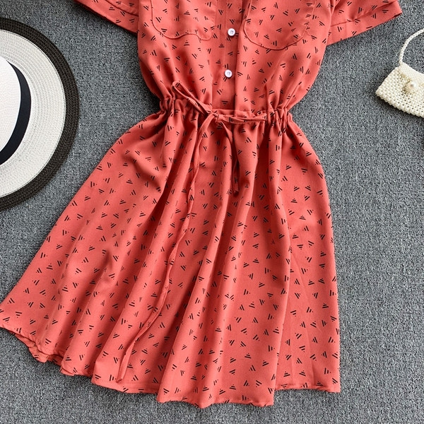 Rochie casual de dama cu maneci scurte si buzunar