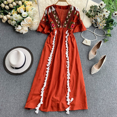 Rochie de plaja de dama moderna cu ciucuri in mai multe culori