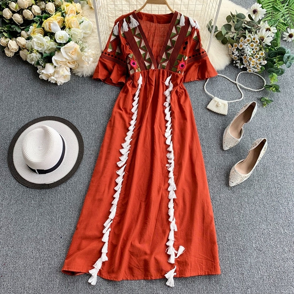 Rochie de plaja de dama moderna cu ciucuri in mai multe culori