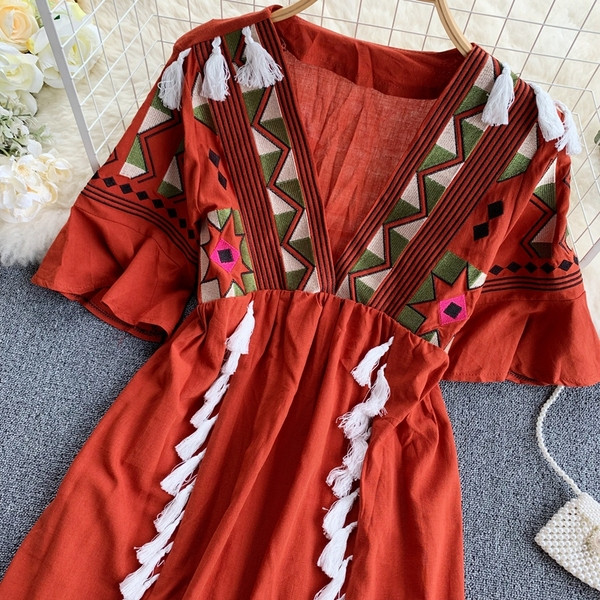 Rochie de plaja de dama moderna cu ciucuri in mai multe culori