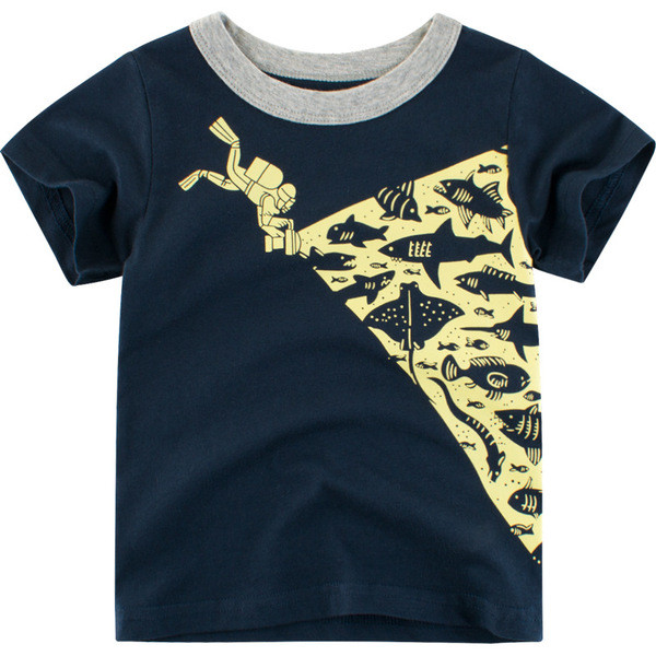 Tricou casual pentru copii cu decolteu O pentru baieti