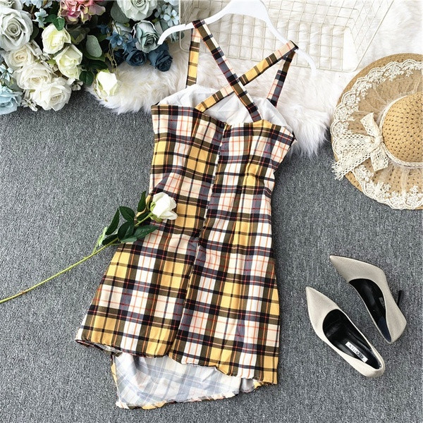 Rochie de dama moderna in carouri model asimetric cu fermoar