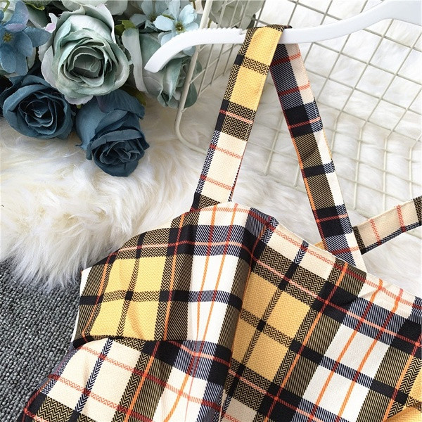 Rochie de dama moderna in carouri model asimetric cu fermoar