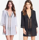 Γυναικείο pareo με ντεκολτέ σε σχήμα V σε άσπρο και μαύρο χρώμα