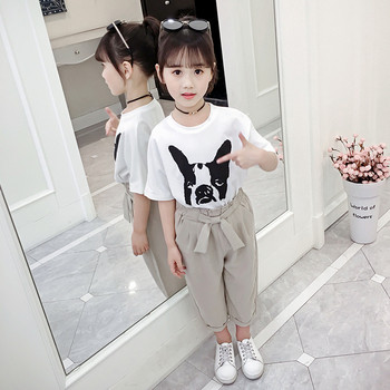 Детска модерна тениска в бял цвят с апликация за момичета