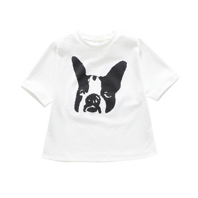 Детска модерна тениска в бял цвят с апликация за момичета