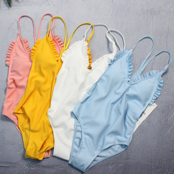 Нов модел цял бански костюм с тънки презрамки в няколко цвята