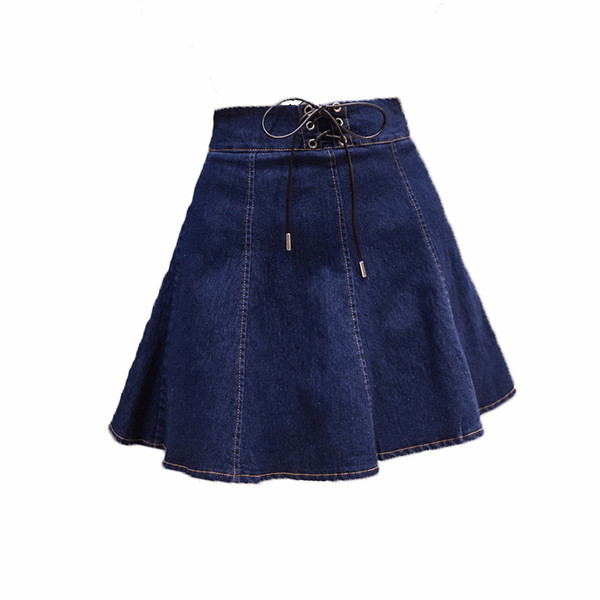 Σύγχρονη γυναικεία φούστα  με υψηλή μέση σε μπλε χρώμα