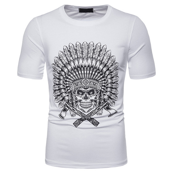 Ежедневна мъжка тениска с апликация в черен, бял и сив цвят