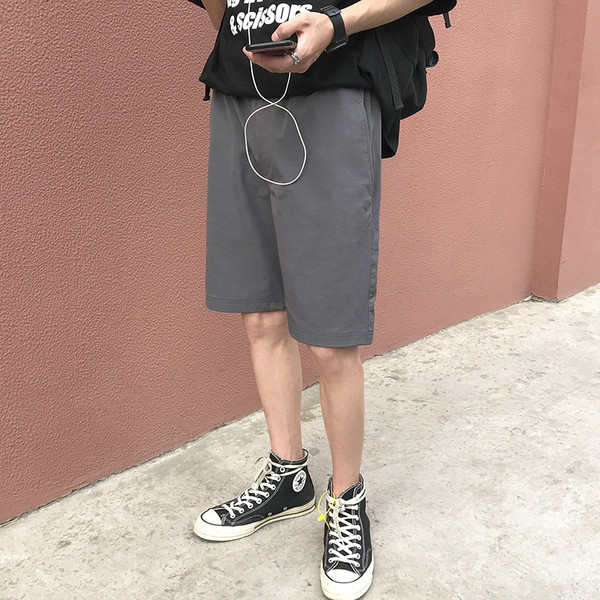 Alkalmi férfi rövidnadrág sima modell fekete és szürke színben