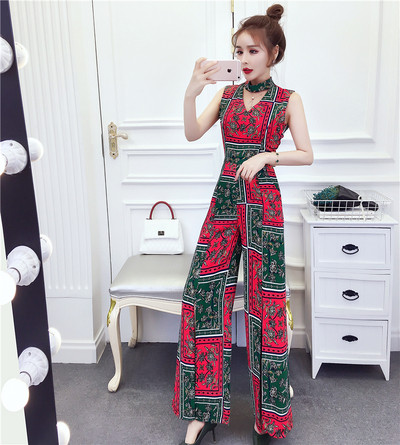 Színes női overál két színben hasítékkal