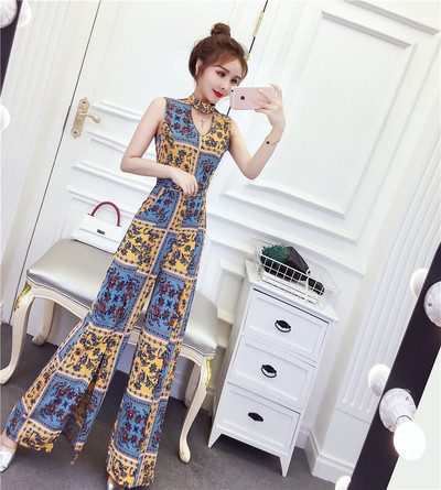 Színes női overál két színben hasítékkal