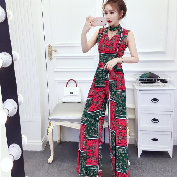 Színes női overál két színben hasítékkal