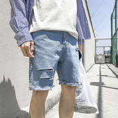 Férfi farmer rövidnadrág szakadt motívumokkal és méretekkel 5XL-ig