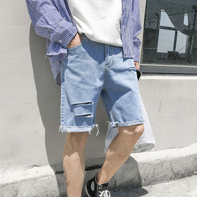 Férfi farmer rövidnadrág szakadt motívumokkal és méretekkel 5XL-ig