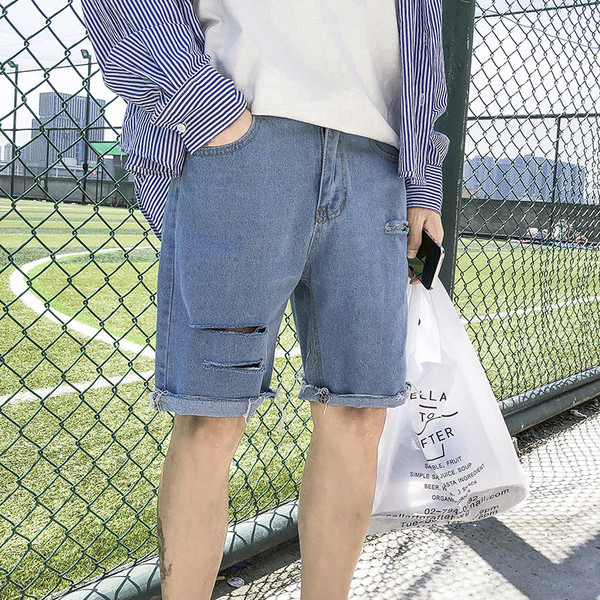 Férfi farmer rövidnadrág szakadt motívumokkal és méretekkel 5XL-ig