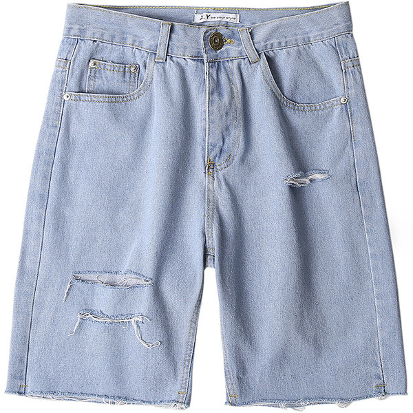 Férfi farmer rövidnadrág szakadt motívumokkal és méretekkel 5XL-ig