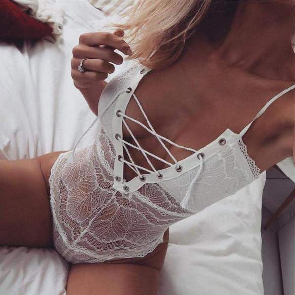 Modern női body megkötővel és V-nyakú fehér és fekete színben