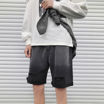 Lezser férfi farmer rövidnadrág szakadt motívumokkal, kék és fekete színben