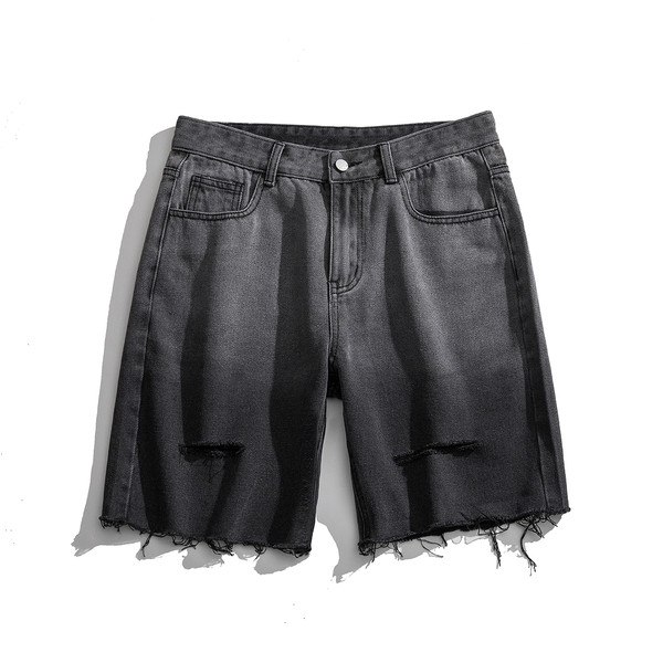 Lezser férfi farmer rövidnadrág szakadt motívumokkal, kék és fekete színben