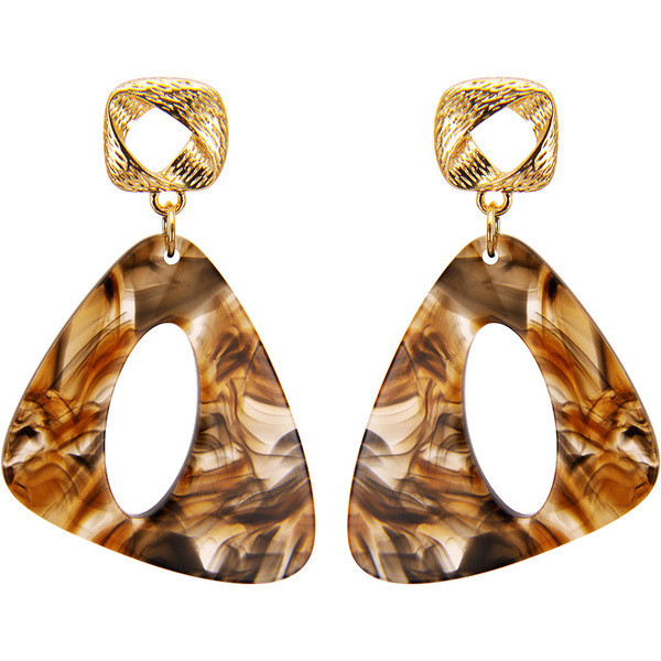 Modern női fülbevaló zöld és barna színben