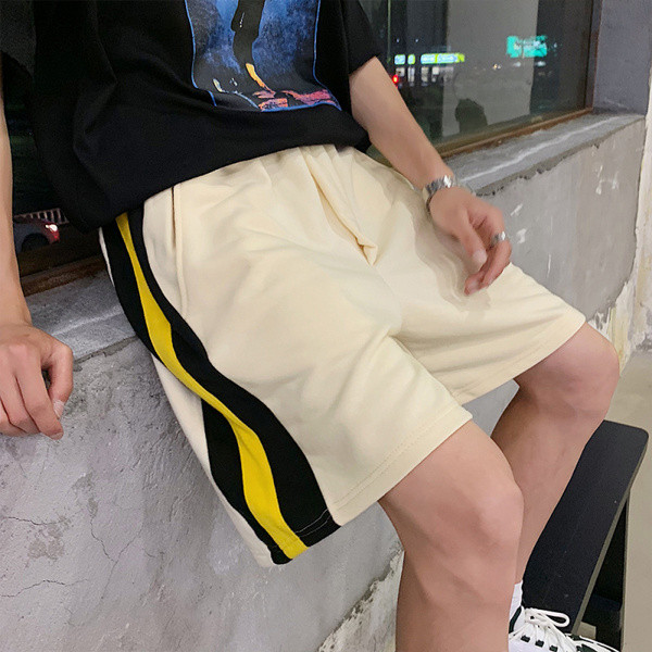 Férfi sport rövidnadrág színes szegéllyel fekete, szürke és bézs színben