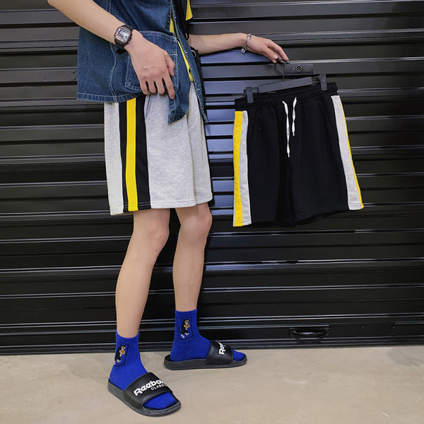 Férfi sport rövidnadrág színes szegéllyel fekete, szürke és bézs színben