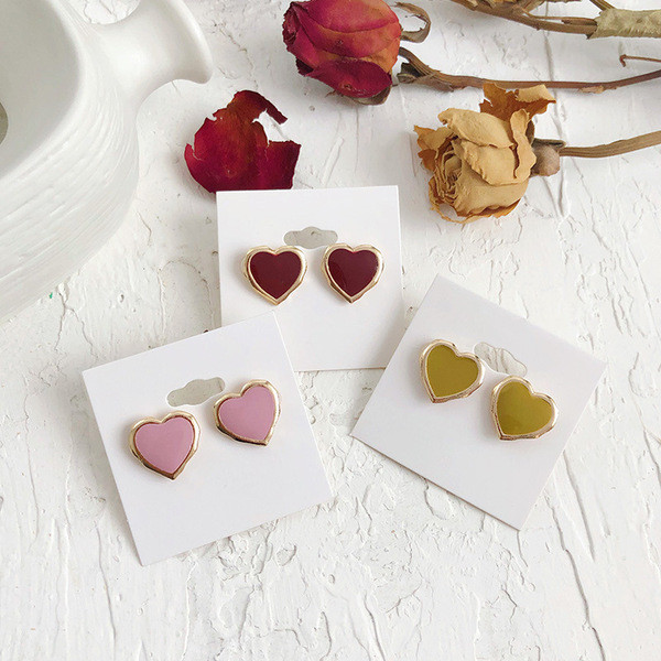 Női fülbevaló szív alakú - három színben