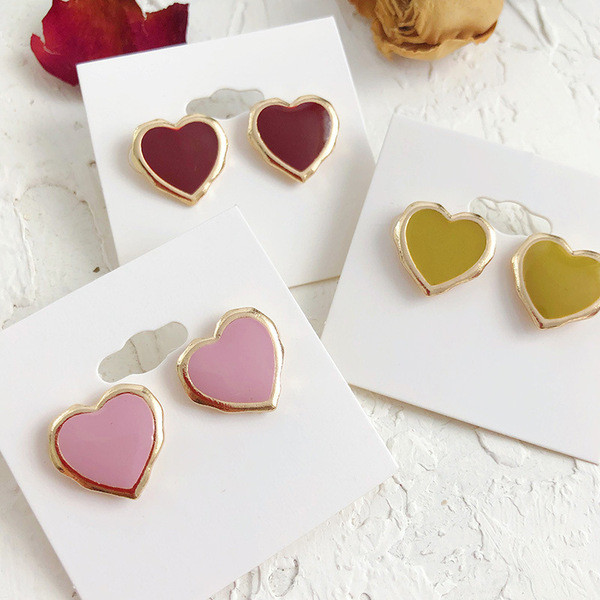 Női fülbevaló szív alakú - három színben