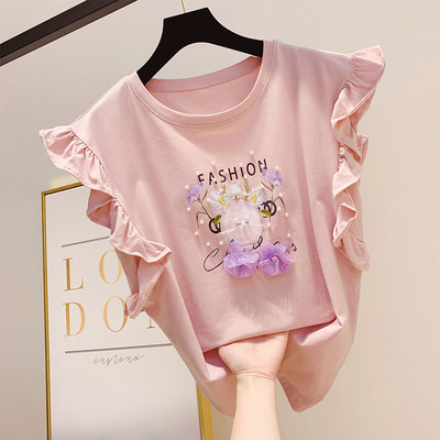 Bluză de damă elegantă cu mâneci scurte în element 3D