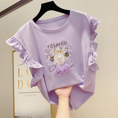 Bluză de damă elegantă cu mâneci scurte în element 3D