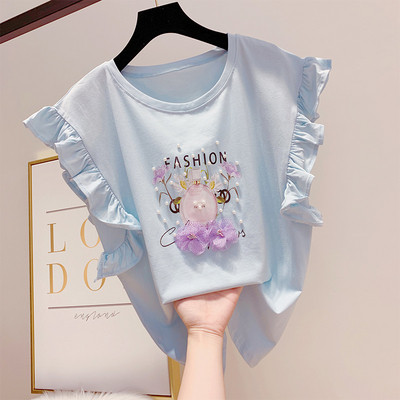 Bluză de damă elegantă cu mâneci scurte în element 3D