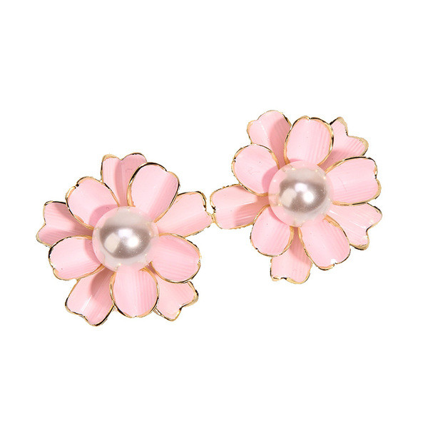 Cercei moderni de dama in forma de floare in trei culori