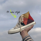 Πολύχρωμα ανδρικά πάνινα παπούτσια με δίχρωμους δεσμούς