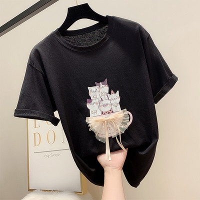 Modern női blúz rátéttel és tüllel több színben