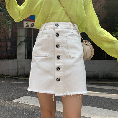 Модерна дамска пола с висока талия в бял цвят