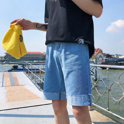 Pantaloni scurți din denim pentru bărbați de culoare deschisă